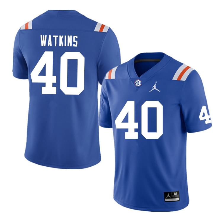 NCAA Florida Gators Jacob Watkins Men's #40 Nike Blue Throwback Stitched Authentic College Football Jersey IUH4464QL